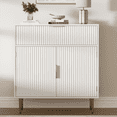 thumbnail image 1 of Coffee Bar with 2 Doors & Drawer, Sideboard Buffet with Adjustable Shelves, Liquor Cabinet with Storage, Accent Cabinet Console Table for Living Dining Room, White, 1 of 9