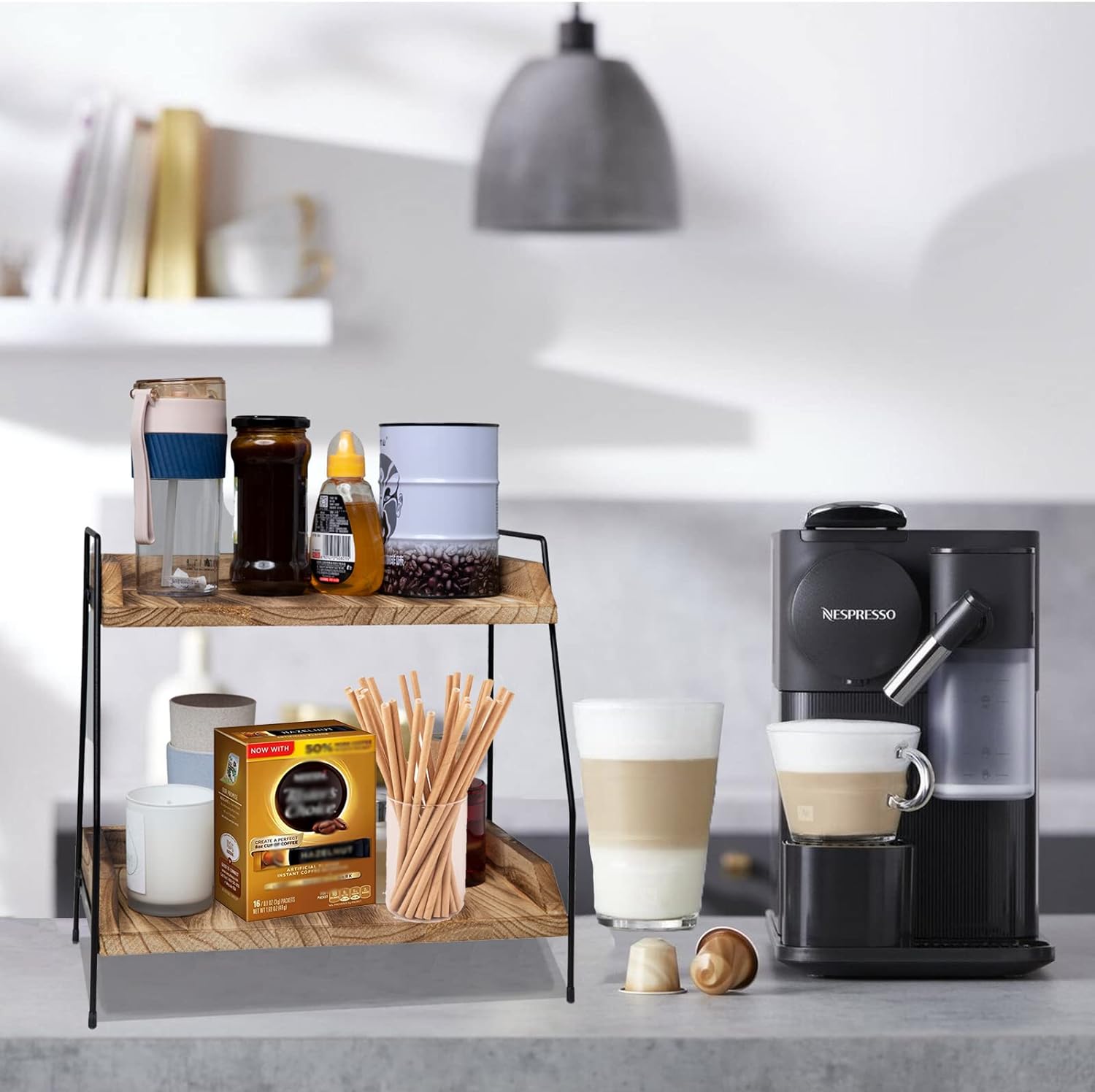 Coffee Bar Accessories and Organizer, Coffee Station Organizer 2 Tier ...