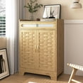 thumbnail image 1 of Coffee Bar Cabinet with 2 Doors, Modern Farmhouse Buffet Sideboard with Drawer and Adjustable Shelf, Barn Door Storage Cabinet for Kitchen, Dining Room, Bathroom, Entryway, 1 of 12