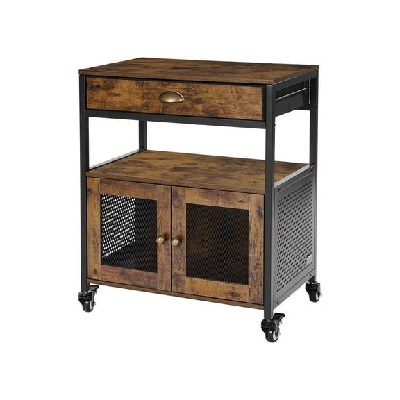 Coffee Bar Cabinet 24 Inch, Farmhouse Coffee Station with Storage, Movable Buffet Cabinet with Wheels & Mesh Doors, Kitchen Sideboard for Home, Entryway
