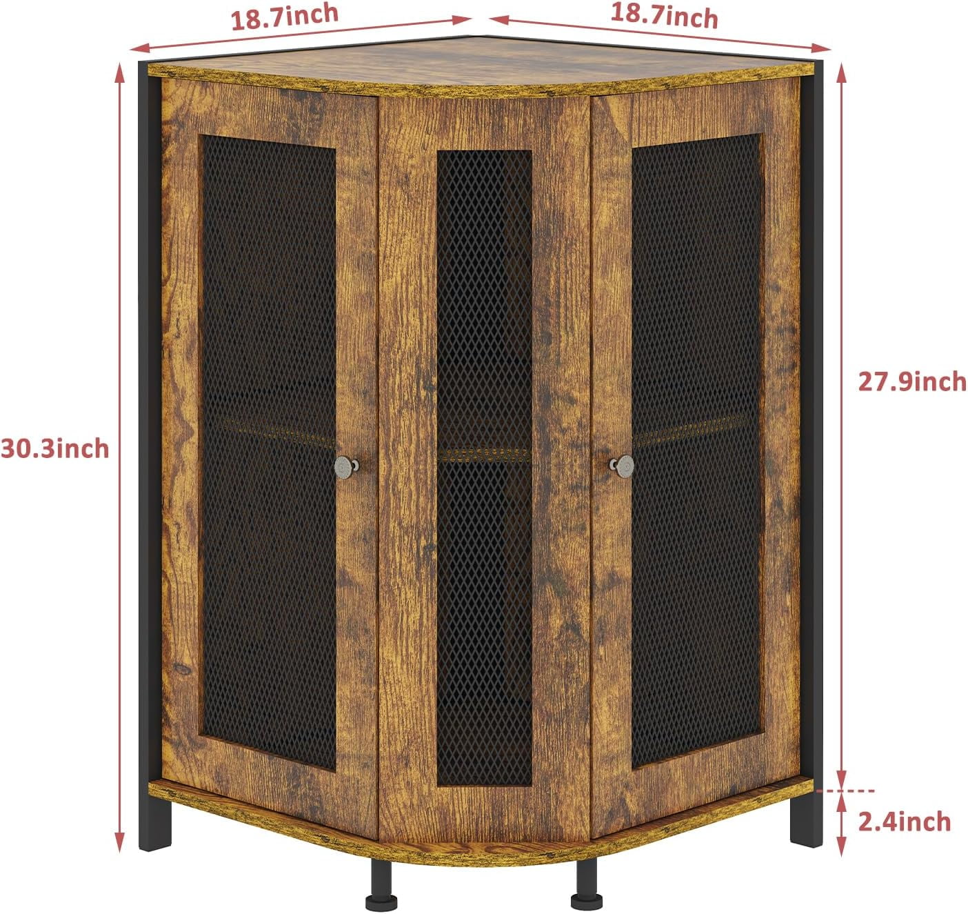 Coffee Bar Cabinet, 3-Tier Corner Storage Station with Magnetic Doors ...