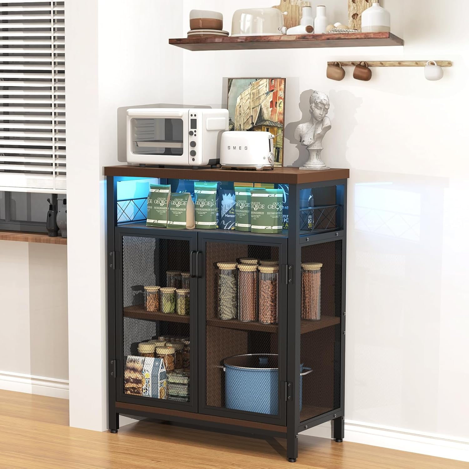Coffee Bar Cabinet, Coffee Station Table with Storage, Bar Cabinet with ...
