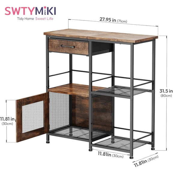 Coffee Bar Cabinet for Home - Farmhouse Coffee Stand Station Multi-Purpose Buffet Sideboard Cabinet with Drawers - Kitchen Bar Table for Living Room, Corner, Small Space, Espresso