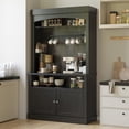 thumbnail image 1 of Coffee Bar Cabinet with LED Lights 72" Tall Buffet Cabinet with Storage Farmhouse Kitchen Sideboard Tall Coffee Hutch Cabinet with Microwave Stand/Wine Rack/Glass Shelf Dining Room(ship in 2 boxes), 1 of 8