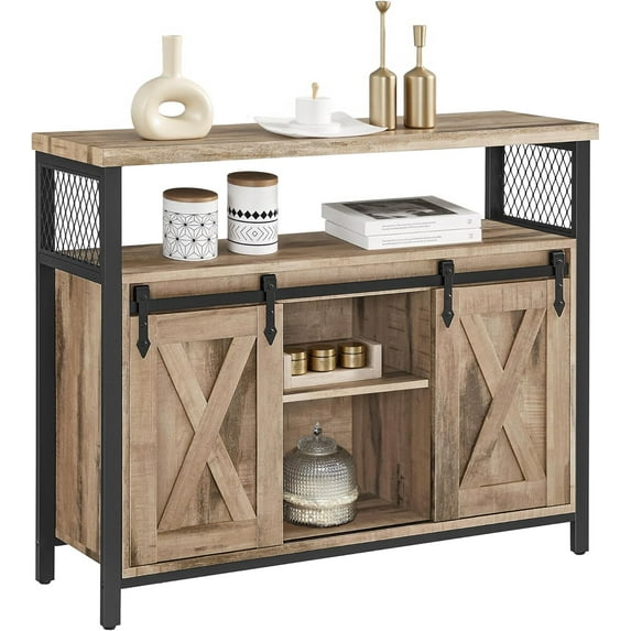 Coffee Bar Cabinet with Power Outlet and Voice Control LED Light Buffet ...