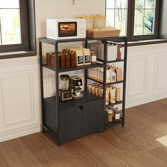 Coffee Bar Cabinet Station - 31.6" Farmhouse Small Coffee Stand Station with Doors, Rustic Sideboard Organizer for Kitchen, Buffet Sideboard Cabinet Table for Home, Corner, Bar, Brown