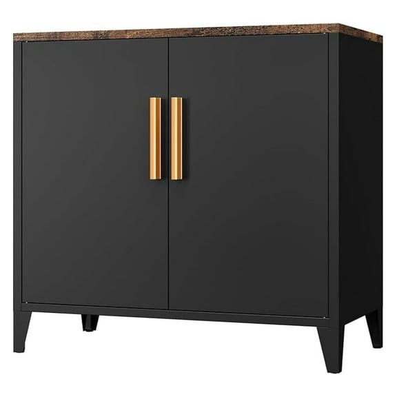 Coffee Bar Cabinet with Storage,Small Kitchen Storage Cabinet,Pantry Cabinet,2 Doors, Metal, Adjustable Shelf, Kitchen,Coffee Bar, Garden, Entryway, Table Cupboard,16" Dx 32" Wx30 H Black