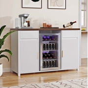 Coffee Bar Cabinet with Fridge Space, Mini Fridge Cabinet Buffet Sideboard 53.2L