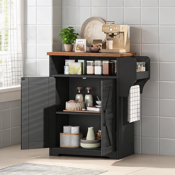 Coffee Bar Cabinet with Storage & Adjustable Shelves, Sideboard
