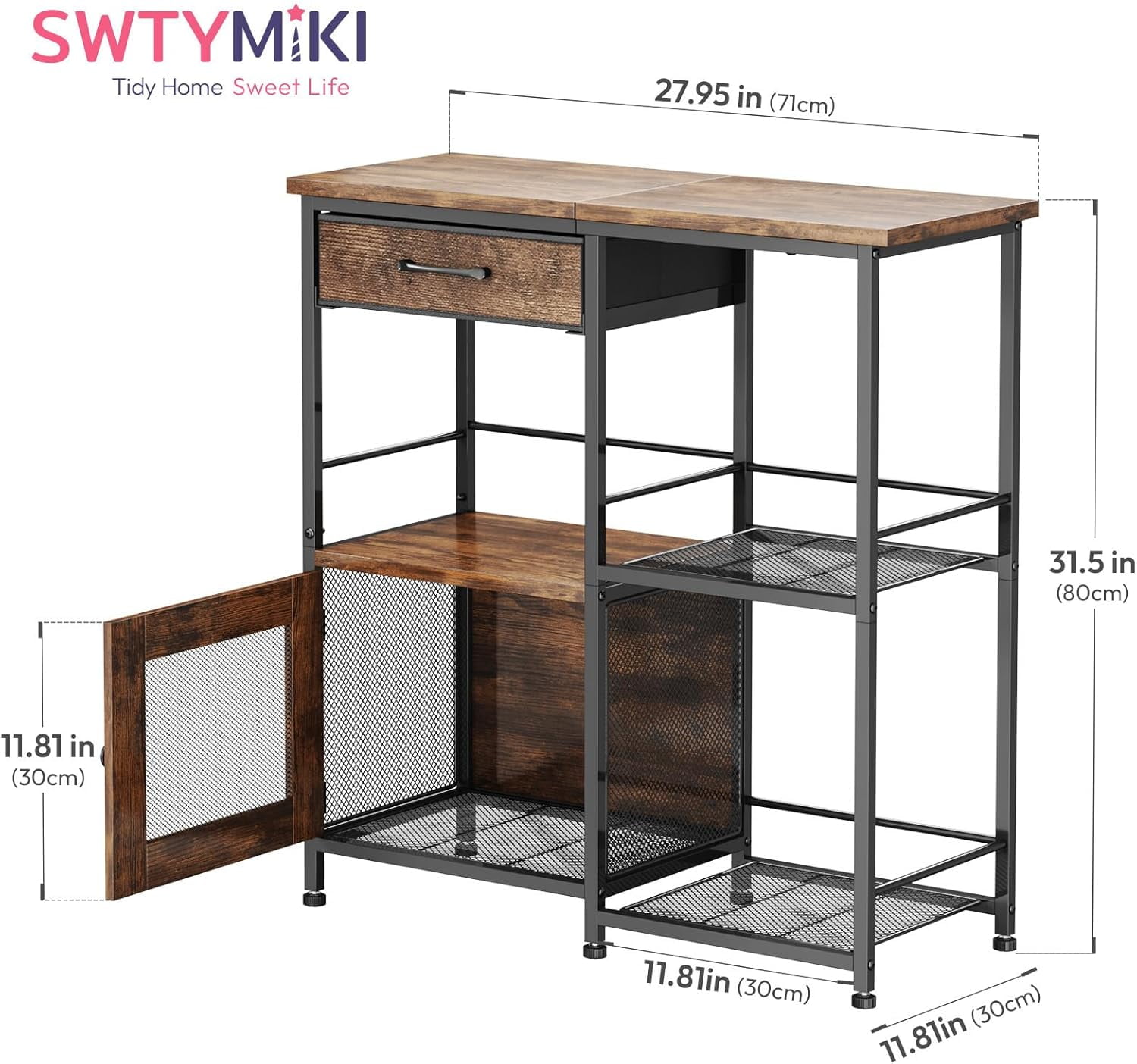 Coffee Bar Cabinet with Storage - Farmhouse Espresso Sideboard Buffet ...