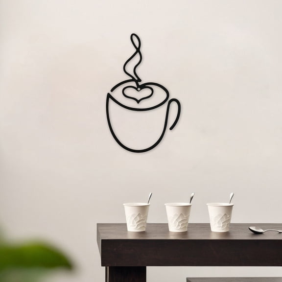 Coffee Bar Decor 3 Pcs Iron Coffee Cup Offee Bar Accessories Wall Sculptures Metal Wall