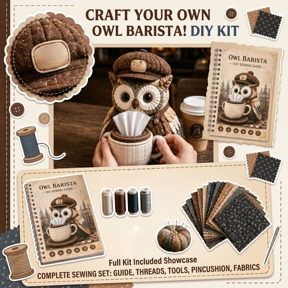 Coffee Bar Decor Accessories, Cute Rustic Tissue Box Holder, Whimsical Owl Themed Home Decor, Tissue Box Cover for Kitchen Counter, 1Pc 8X6 Inch Handmade Quilted Animal Decor