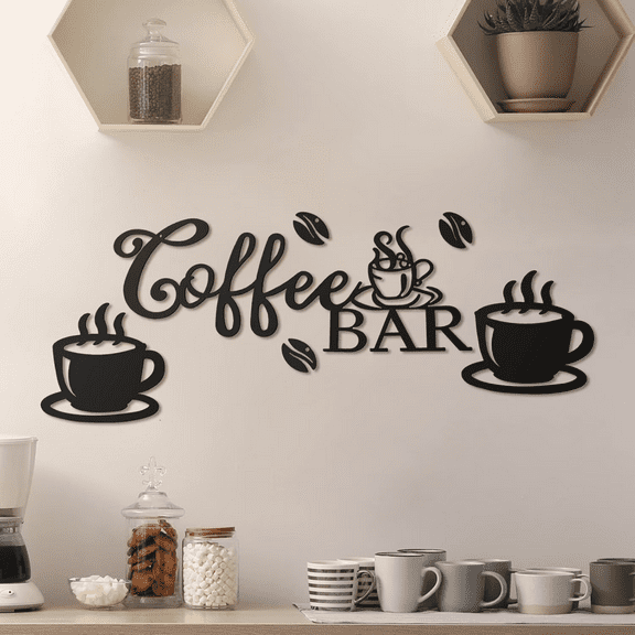 Coffee Bar Decor Coffee Signs, Metal Rustic Sign Hanging Wall Decor Metal Wall Art for Home Office Kitchen