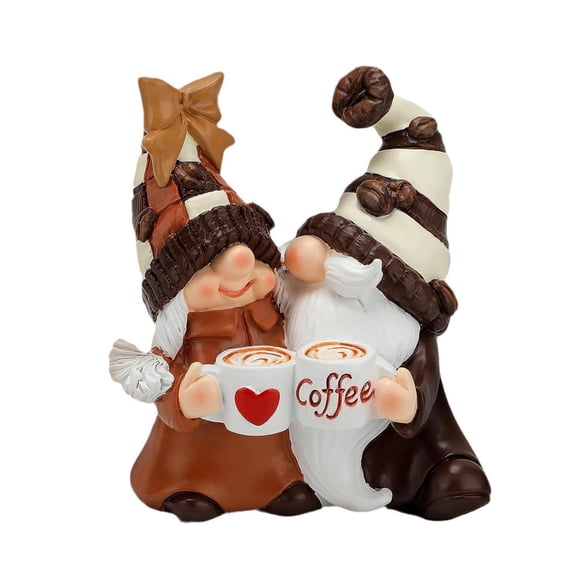 Coffee Bar Decorations Gnome Ornaments 3L X 4.5H Handcrafted, Autumn Home Layered Tray Table Decor Gift For Coffee Gnome Lovers, Good Luck Symbol Cheers Design Display On
