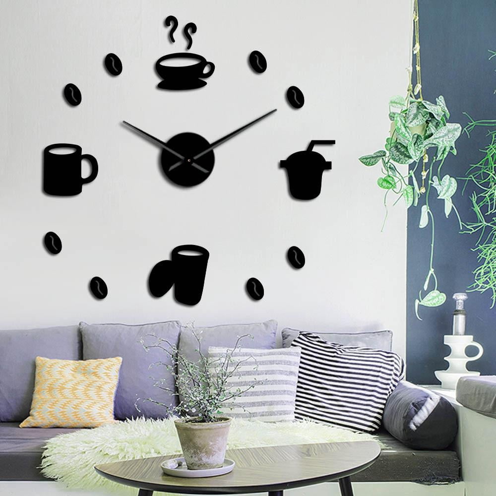 Coffee Bar Decorative 3D Wall Clocks Kitchen Decor Cafe Hot Beverage ...