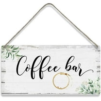 Coffee Bar Kitchen Home Wall Decor Wooden Signs Rustic Hanging Wall Plaque Sign Decoration Kitchen Cafe Present 10x5 Inch