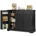 thumbnail image 1 of Coffee Bar, Lofka 42" Kitchen Storage Cabinet, Sideboard Buffet Cabinet with 8 Shelves, 1 Drawer, Black, 1 of 9