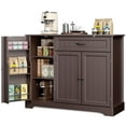 thumbnail image 1 of Coffee Bar, Lofka 42" Kitchen Storage Cabinet, Sideboard Buffet Cabinet with 8 Shelves, 1 Drawer, Dark Brown, 1 of 8