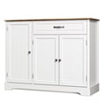 thumbnail image 1 of Coffee Bar, Lofka 42" Kitchen Storage Cabinet, Sideboard Buffet Cabinet with 8 Shelves, 1 Drawer, White+Retro Desktop, 1 of 9