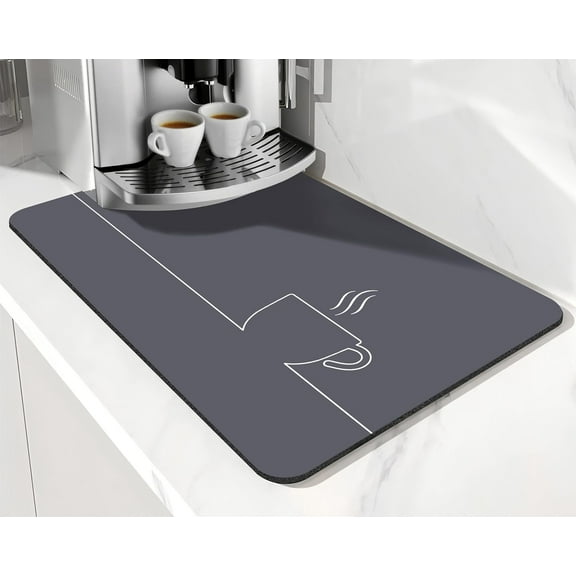 Coffee Bar Mat Accessories for Countertop Absorbent Hide Stain Rubber Backed Dish Drying Mats for Kitchen Counter Draining Pad Decor Gift Fit Under Coffee Maker Coffee Pot Espresso Machine (20x12in)