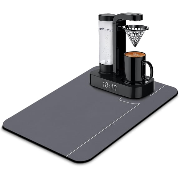 Coffee Bar Mat Accessories for Countertop Absorbent Hide Stain Rubber Backed Dish Drying Mats for Kitchen Counter Draining Pad Decor Gift Fit Under Coffee Maker Coffee Pot Espresso Machine (24x16in)