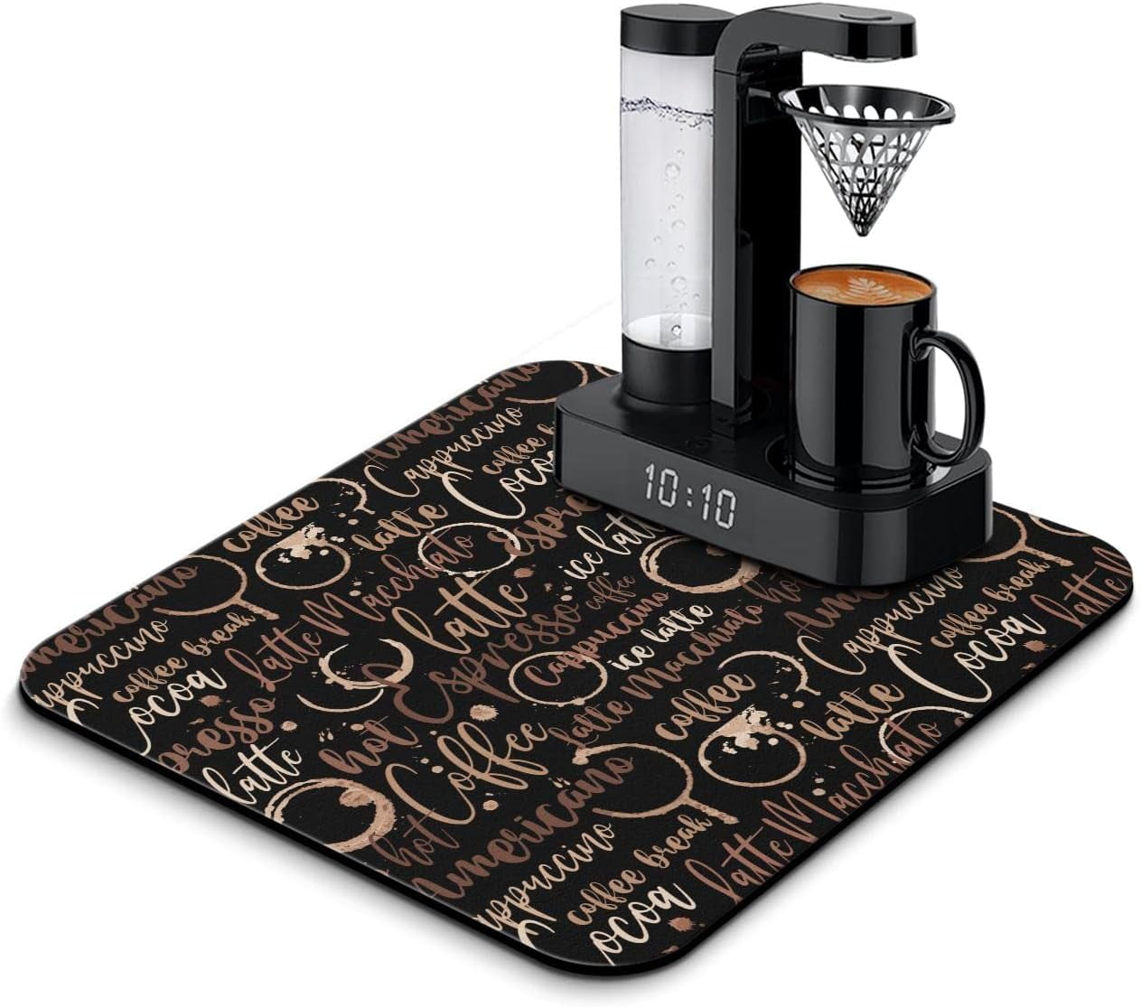 Coffee Bar Mat Accessories for Countertop Absorbent Hide Stain Rubber