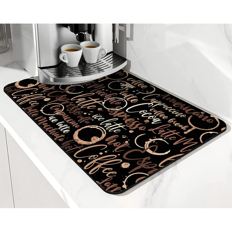 Coffee Bar Mat Accessories for Countertop Absorbent Hide Stain