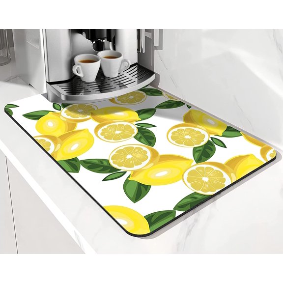 Coffee Bar Mat Accessories for Countertop Boho Absorbent Hide Stain Rubber Backed Dish Drying Mats for Kitchen Counter Draining Pad Decor Gift Fit Under Coffee Maker (20x12in)