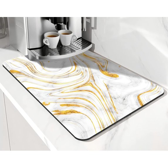 Coffee Bar Mat Accessories for Countertop Boho Absorbent Hide Stain Rubber Backed Dish Drying Mats for Kitchen Counter Draining Pad Decor Gift Fit Under Coffee Maker (20x12in)