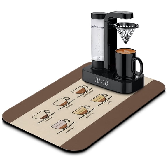 Coffee Bar Mat Accessories for Countertop Super Absorbent Anti-Slip Silicone Dish Drying Mats for Kitchen Counter Draining Pad Decor Gift Fit Coffee Maker Coffee Pot Espresso Machine 19.5x12in