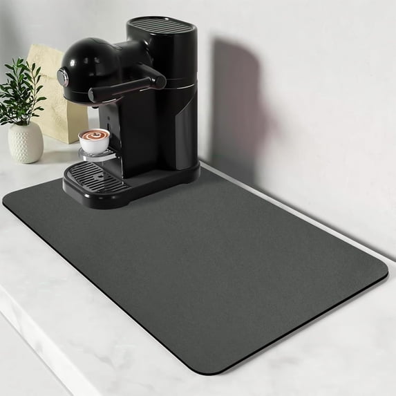Coffee Bar Mat for Countertops, Dish Drying Mat for Multiple Usage, Kitchen Counter Mat, Absorbent Hide Stain Rubber Backed Dish Drying Pad(16.1"x24.1", Dark Gray)