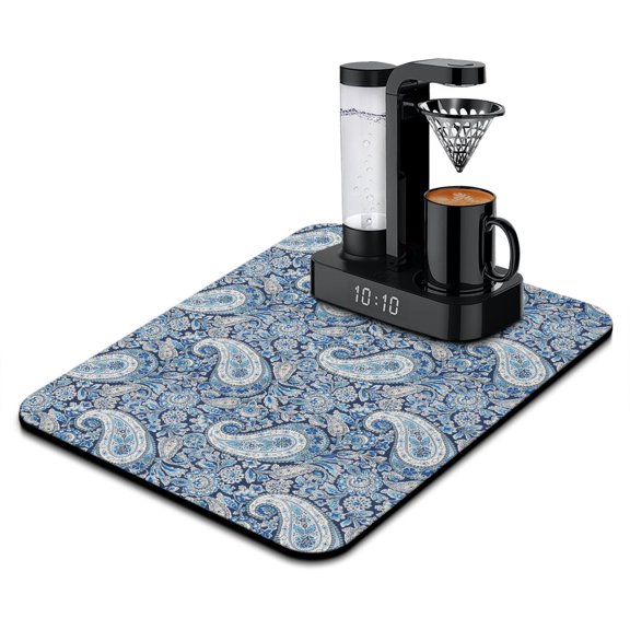 Coffee Bar Mat with Earthy Design - Quick Drying Absorbent Mat with Heat Resistance, Leak Protection, Artistic Room Accent for Rustic Kitchen & Coffee Bar Setup