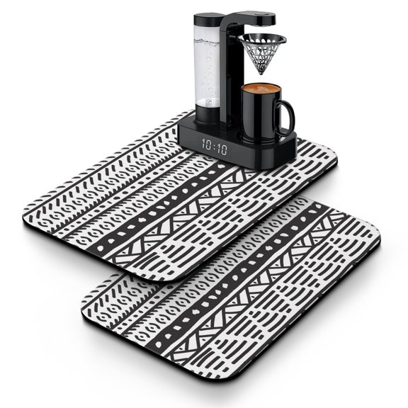 Coffee Bar Mat with Earthy Design - Quick Drying Absorbent Mat with Heat Resistance, Leak Protection, Artistic Room Accent for Rustic Kitchen & Coffee Bar Setup