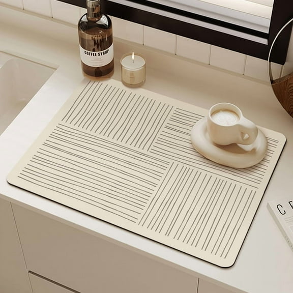 Coffee Bar Mat Hide Stain Rubber Backed Absorbent Drying Mat Modern Kitchen Drying Mat Easy Clean,Fit Under Coffee Maker Machine And Accessories