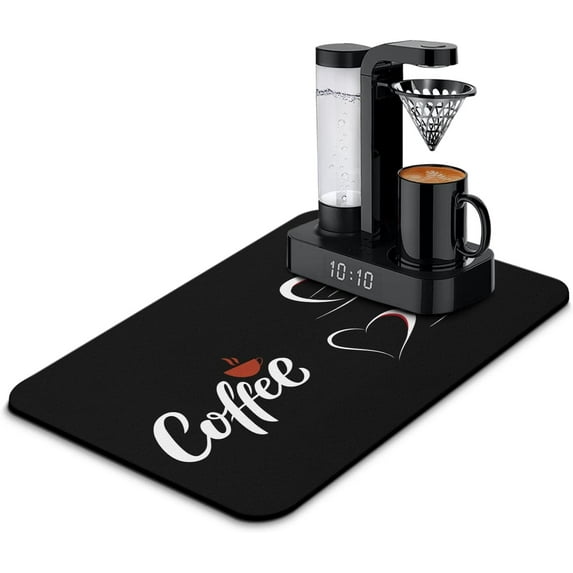 Coffee Bar Mat Rubber Dish Drying Mat For Kitchen Counter Coffee Mat for Home Bar Gift Kitchen Mat Coffee Bar Accessories Decorative Coffee Shop Chocolate Dish Drying Pad 23.5"X 15.5"
