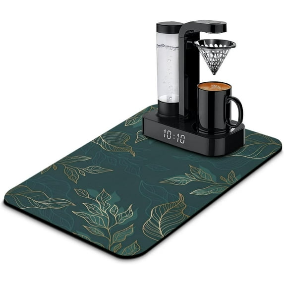 Coffee Bar Mat Rubber Dish Drying Mat For Kitchen Counter Coffee Mat for Home Bar Gift Kitchen Mat Coffee Bar Accessories Decorative Coffee Shop Chocolate Dish Drying Pad 23.5x15.5in