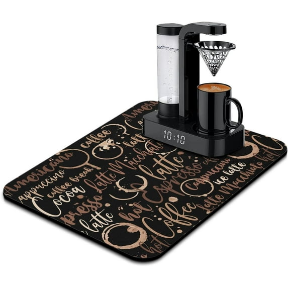 Coffee Bar Mat Rubber Dish Drying Mat For Kitchen Counter Coffee Mat for Home Bar Gift Kitchen Accessories Decorative Sunflower lemon Shop Dish Drying Pad 19.5" X 12"