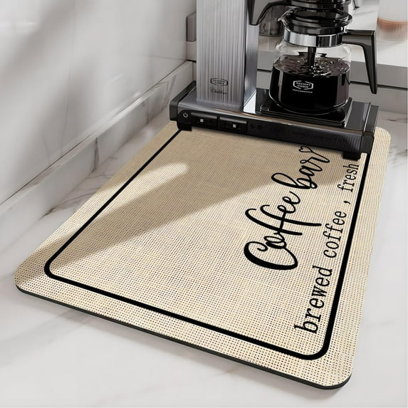 Coffee Bar Mat Rubber Dish Drying Mat For Kitchen Counter Coffee Mat for Home Bar Gift Kitchen Mat Coffee Bar Accessories Decorative Coffee Shop Chocolate Dish Drying Pad 19.5x12in
