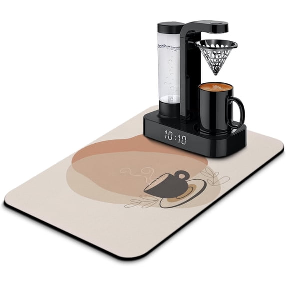 Coffee Bar Mat Rubber Dish Drying Mat For Kitchen Counter Coffee Mat for Home Bar Gift Kitchen Mat Coffee Bar Accessories Decorative Coffee Shop Chocolate Dish Drying Pad 23.5x15.5in
