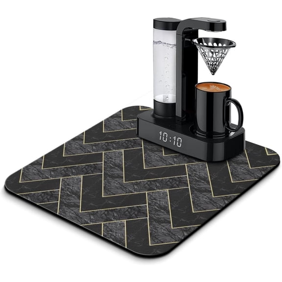 Coffee Bar Mat Rubber Dish Drying Mat For Kitchen Counter Coffee Mat for Home Bar Gift Kitchen Mat Coffee Bar Accessories Decorative Coffee Shop Chocolate Dish Drying Pad 16"X 18"