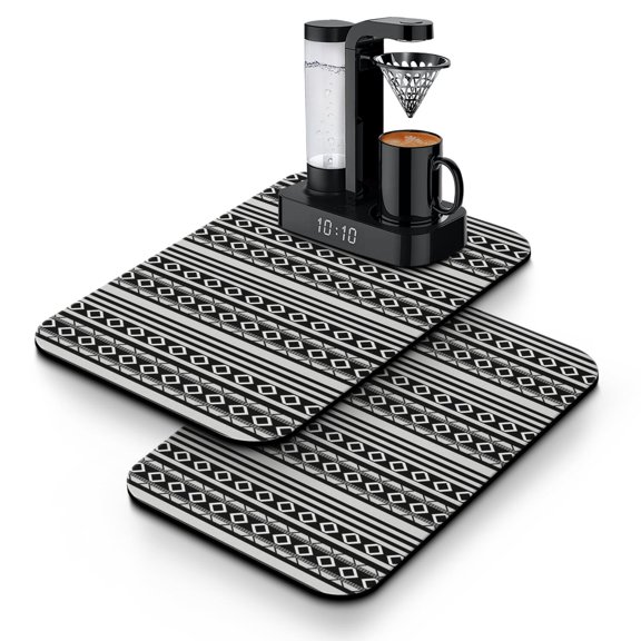 Coffee Bar Mat with Rustic Design - Absorbent & Leak-Proof Diatom Mud Mat for Coffee Station, Durable Under Machine Pad with Quick Dry & Stain-Hiding Surface, Bohemian Touch