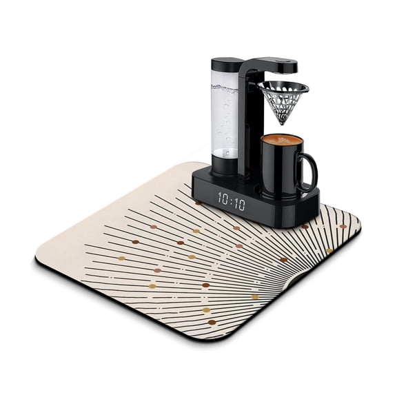 Coffee Bar Mat with Ink Style Design - Quick Dry, Absorbent Diatom Mat for Countertop or Coffee Station, Rustic Home Artistic Room Accent