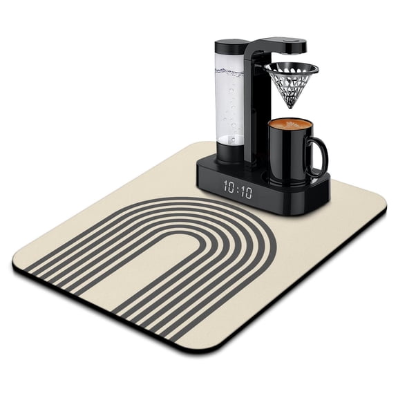 Coffee Bar Mat with Ink Style Design - Quick Dry, Absorbent Diatom Mat for Countertop or Coffee Station, Rustic Home Artistic Room Accent