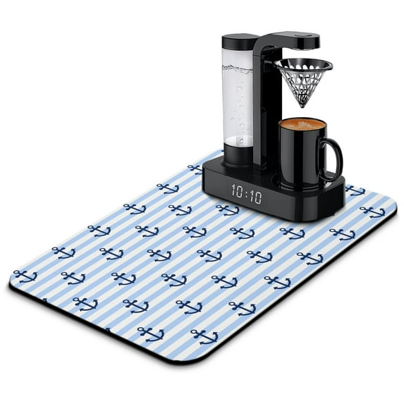 Coffee Bar Mat with beach coral - Ocean Reef Theme Diatom Pad, Reusable, Quick Dry, Artistic Accent for Sink or Coffee Machine Area