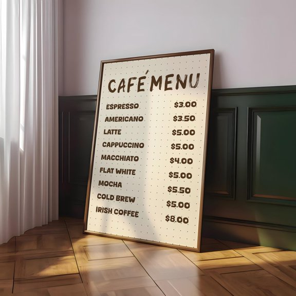 Coffee Bar Menu Italian Espresso Kitchen Wall Art Decor Unframed Paper Print