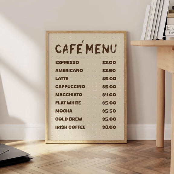 Coffee Bar Menu Print, Morning Coffee Print, Retro Coffee Bar Poster, Italian Espresso Menu Poster Gift, Kitchen Wall Art, Optional Frame , Poster Print Only