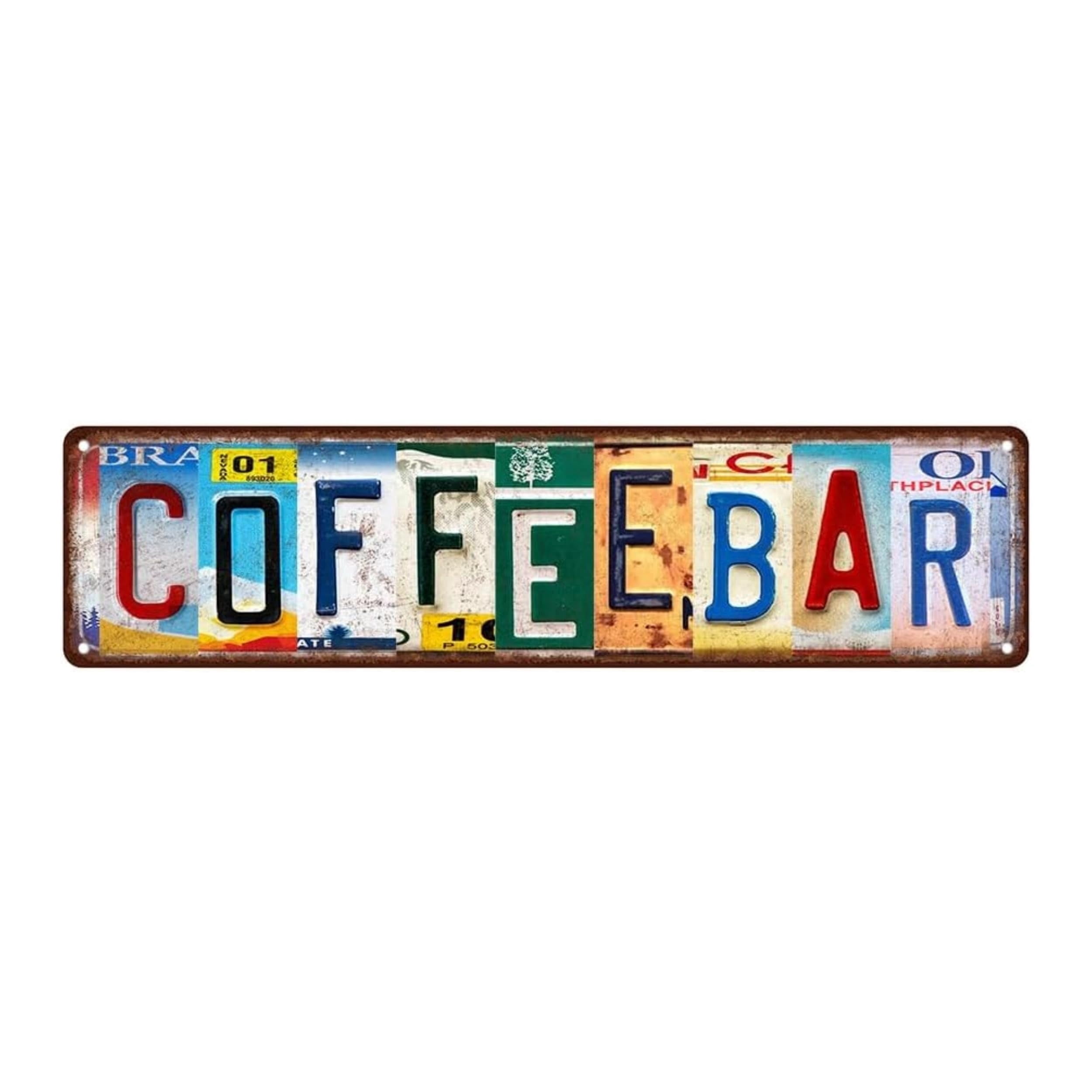 Rustic Steel Bar Coffee Bar Metal Tin Sign – Rustic Vintage Farmhouse Wall Decor for ...