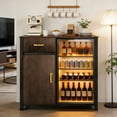 thumbnail image 1 of Coffee Bar with Mini Fridge Space, Mini Fridge Cabinet Fits 20" Fridge with Drawer Storage & Adjustable Shelves, Fluted Modern Design Wine Cabinet for Kitchen Dining Room, 39.4" L x 20.9" W x 38.6" H, 1 of 8