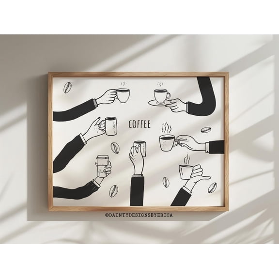Coffee Bar Poster, Espresso Art, Kitchen Coffee Station Decor, 16x24 UNFRAMED