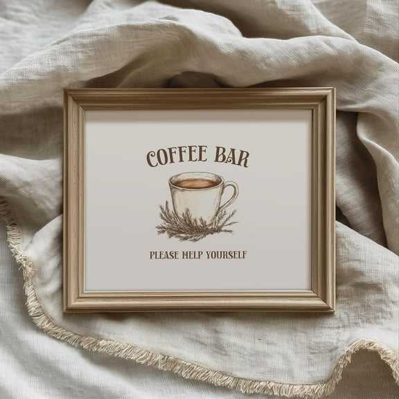 Coffee Bar Sign Posters Print Poster Wall Art Canvas Artwork Home Farmhouse Christmas Rustic Kitchen Coffee Station Decoration No Frame